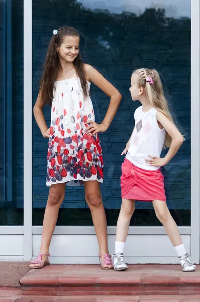 stock image Girls posing in a good mood the photographer