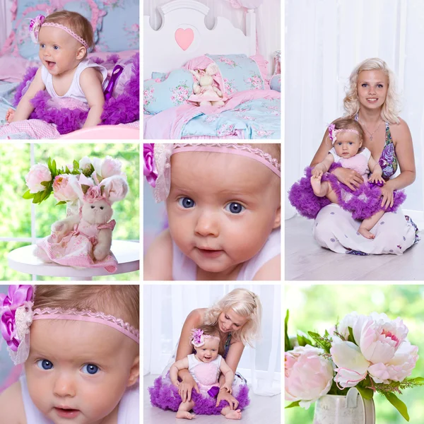 Baby och mamma collage — Stockfoto