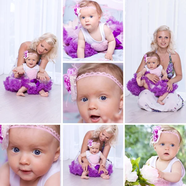 Moeder en baby collage — Stockfoto
