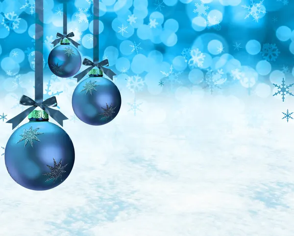 Christmas ornaments snow scene — Stock Photo, Image