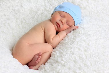 Newborn sleeping baby boy clipart