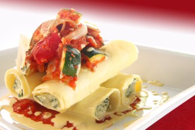 Cannelloni pasta primavera clipart