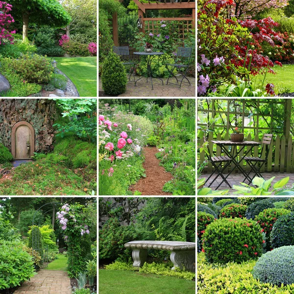 Trädgårdar collage — Stockfoto