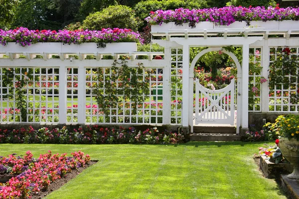 Puerta de jardín rosa —  Fotos de Stock