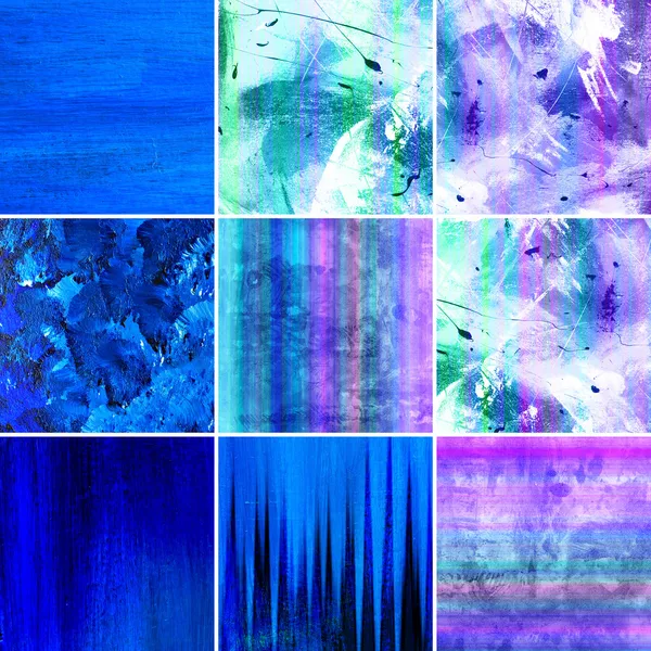 Kolekce modrá malovaná plátna — Stock fotografie