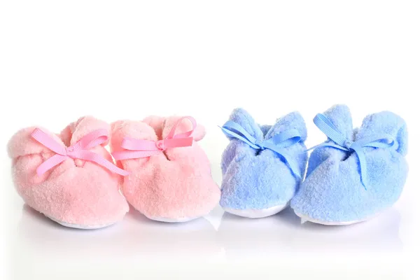 sapatinho de bebe azul e rosa juntos