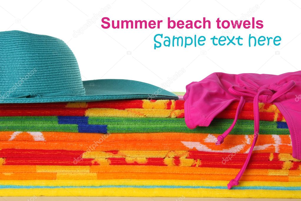 Beach towels, hat and bikini