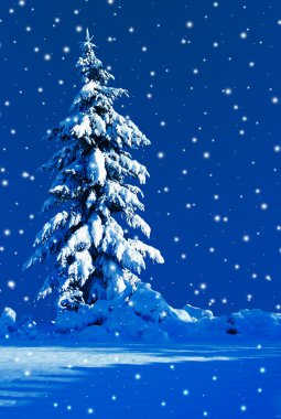 Snowy night clipart