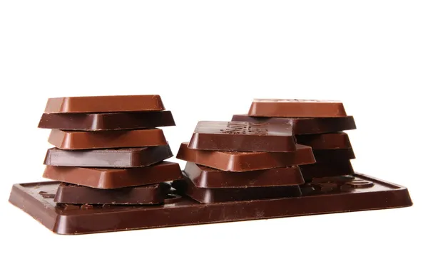 Dark and milk chocolate bars, isolated. — Stock Photo, Image