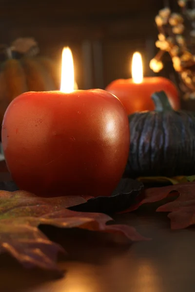 Podzimní svíčka displej — Stock fotografie