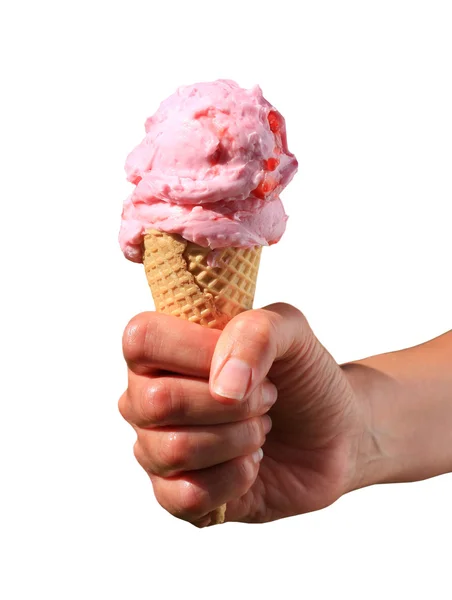 Φράουλας παγωτό χωνάκι — Φωτογραφία Αρχείου
