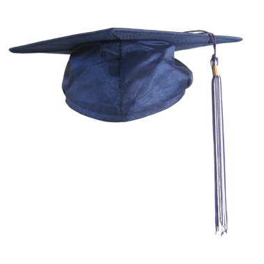 Blue graduation cap, isolated on white clipart