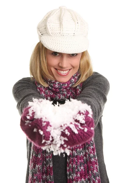Woman and snow — Stock Photo, Image
