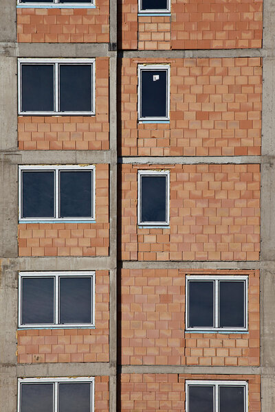 Raw brick wall with windows