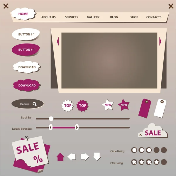 Bouton de site rose — Image vectorielle