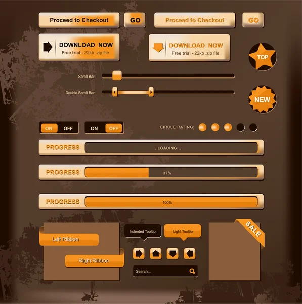 Website orange buttons — Stock Vector