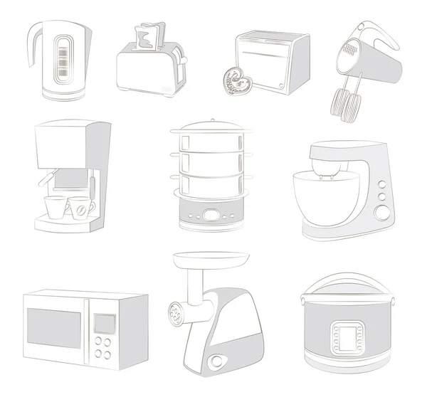 Iconos de aparatos de cocina — Vector de stock