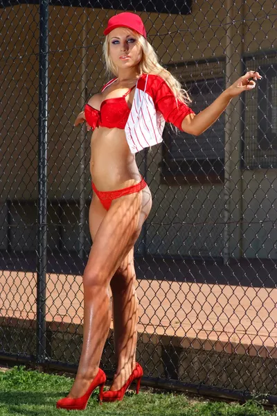 Dívka sexy baseball — Stock fotografie