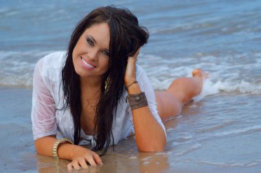 Beautiful beach bikini girl