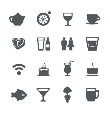 Cafe and restaurant icon set clipart