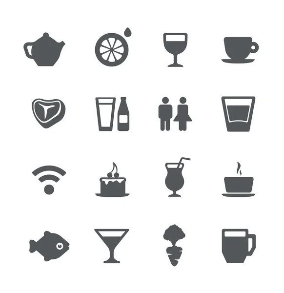 Set ikon kafe dan restoran - Stok Vektor