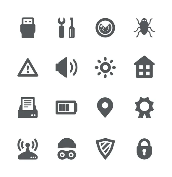 Dispositivo di sicurezza icone semplici — Vettoriale Stock