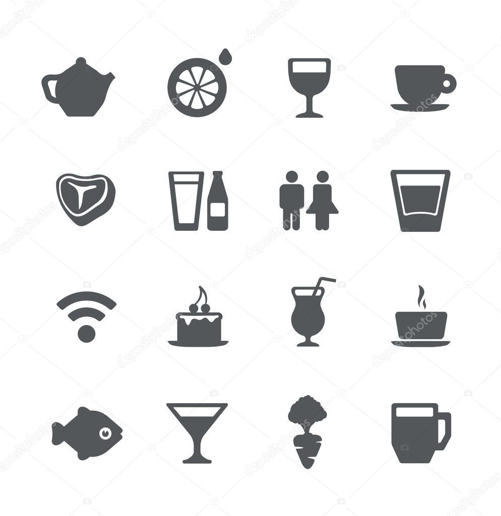 Cafe and restaurant icon set