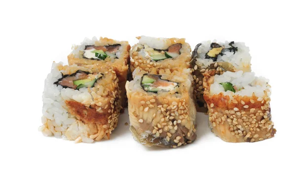 Vários tipos de sushi e sashimi — Fotografia de Stock