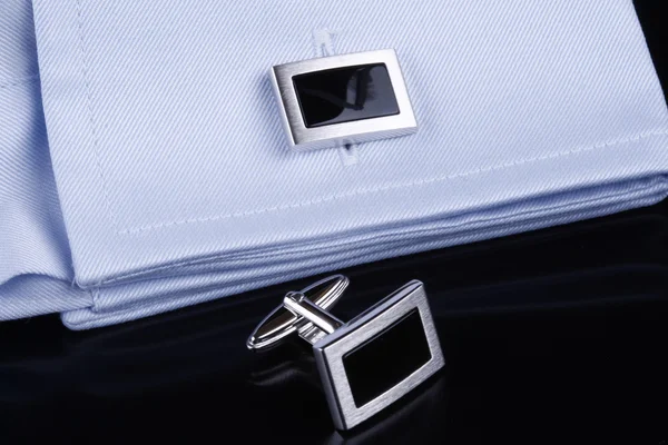 stock image Silver and Onyx cufflinks