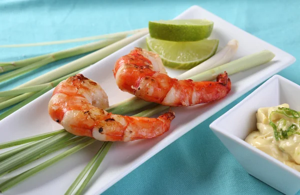 Shrimps on Lemongrass — Stock Photo, Image