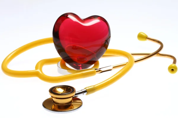 Stethoscope with glass heart — Stock Photo, Image