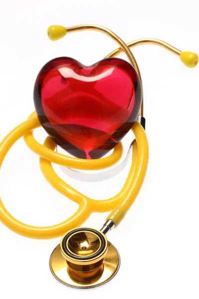Stethoscope with glass heart — Stock Photo, Image