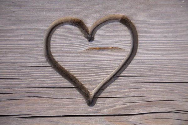 stock image Heart carved in bench