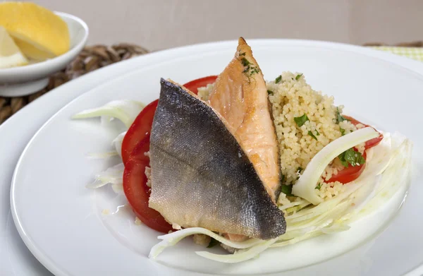 Arctic Char on Couscous and Fennel — Stock Photo, Image