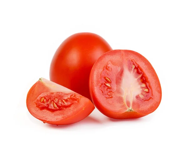 stock image Red tomato vegetable with cut isolated on white