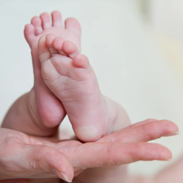 Mothers hand and the Baby`s Feet — Stock Photo, Image