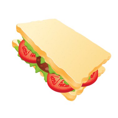 Sandwich with sausage and tomatoes clipart