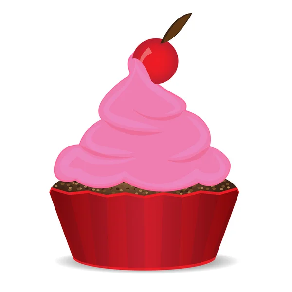Cupcake com cereja — Vetor de Stock