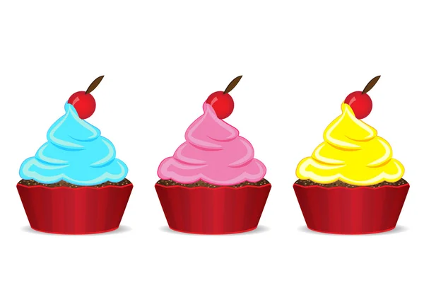Conjunto de cupcake — Vetor de Stock