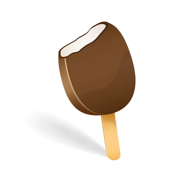 Gelato arrotondato al cioccolato su un bastoncino — Vettoriale Stock