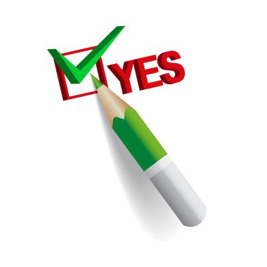 Yes outline by green pencil clipart