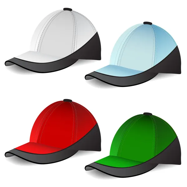 Ensemble de casquettes de baseball — Image vectorielle