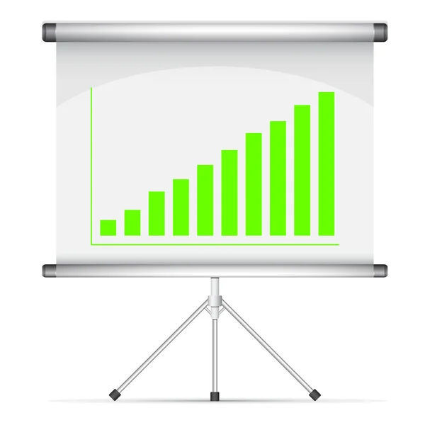 Blank roll up poster with green graph — Stock Vector