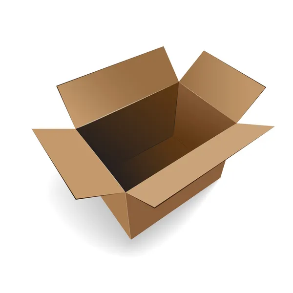 Abrir caja de cartón vacía — Vector de stock