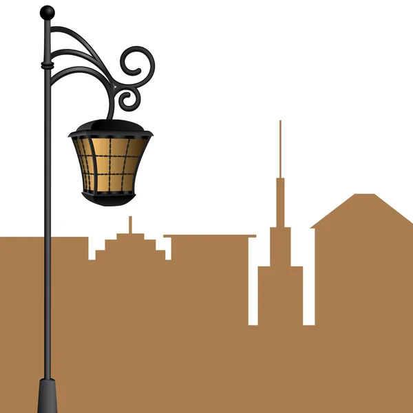 Lampadaire avec ombre fond de ville — Image vectorielle