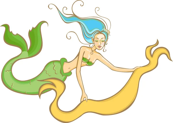 Sirena con una pancarta — Archivo Imágenes Vectoriales