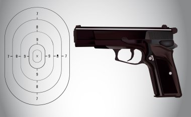 a vector illustration for a gun and a target clipart