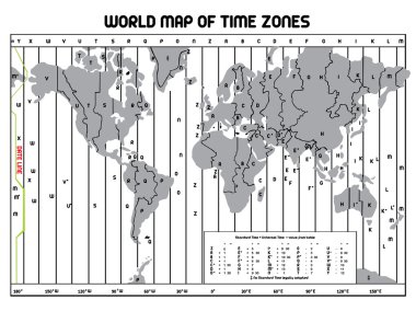 Timezone map clipart