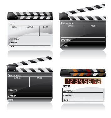 Movie clapper board set clipart