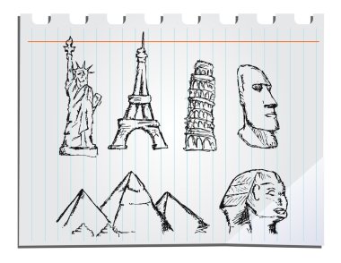 hand drawn landmarks clipart